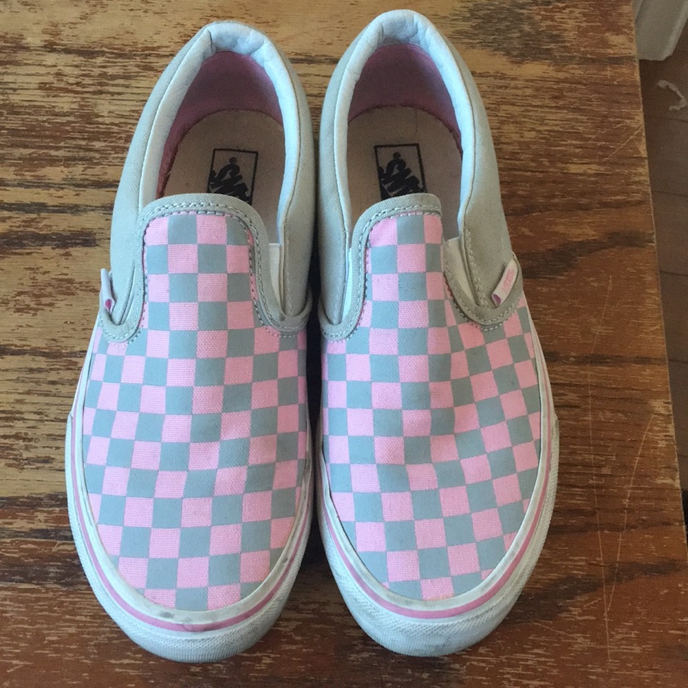 Pink and Gray checkered VANS